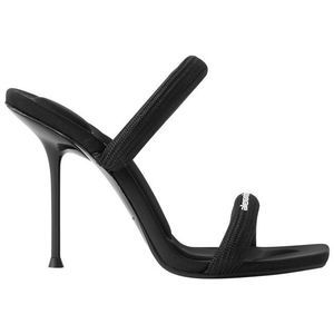 ALEXANDER WANG Black Julie Logo-print Webbing Mules/Slides